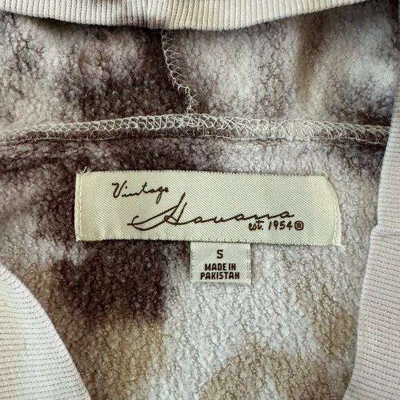 Vintage Havana white and brown tie-dye cropped v-neck hoodie small - Picture 4 of 7